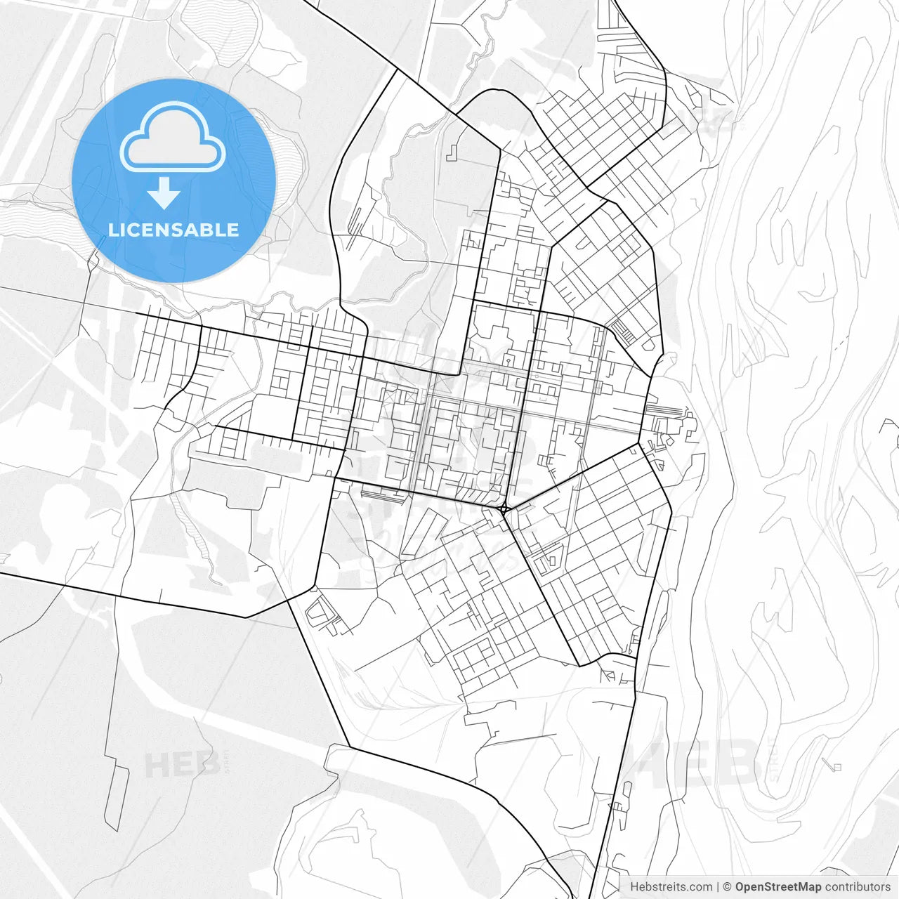 Vector PDF map of Asbest, Russia
