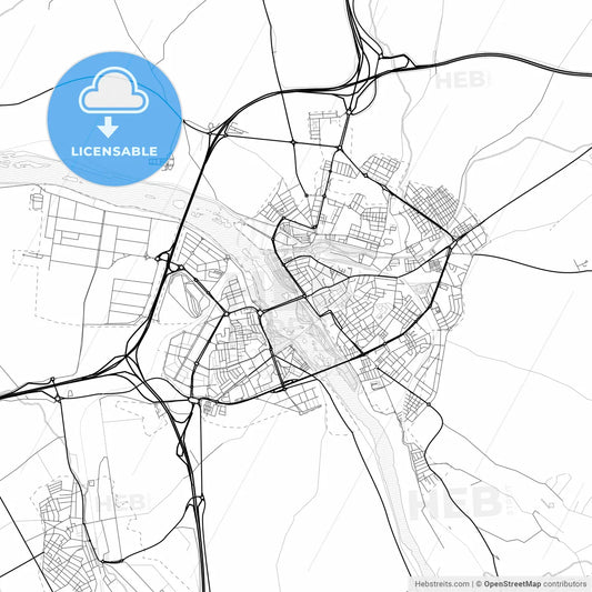 Vector PDF map of Mérida, Spain