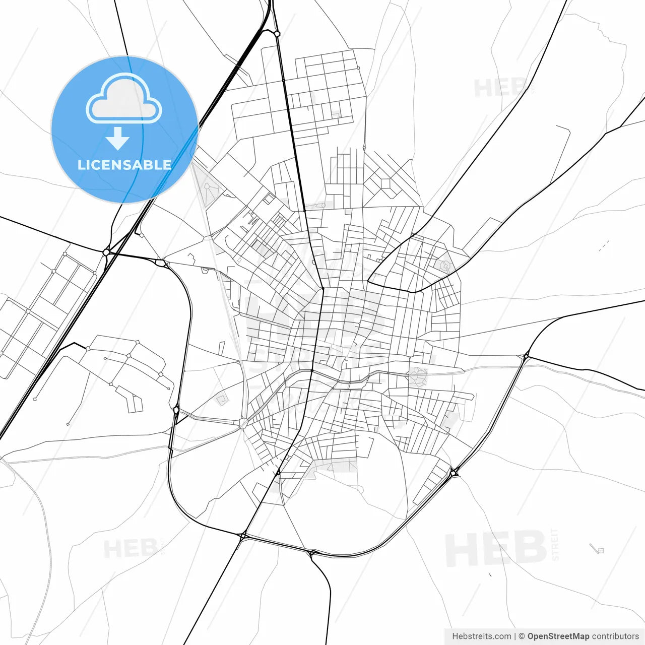 Vector PDF map of Valdepeñas, Spain