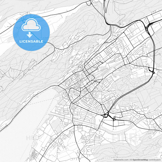 Vector PDF map of Biel/Bienne, Switzerland