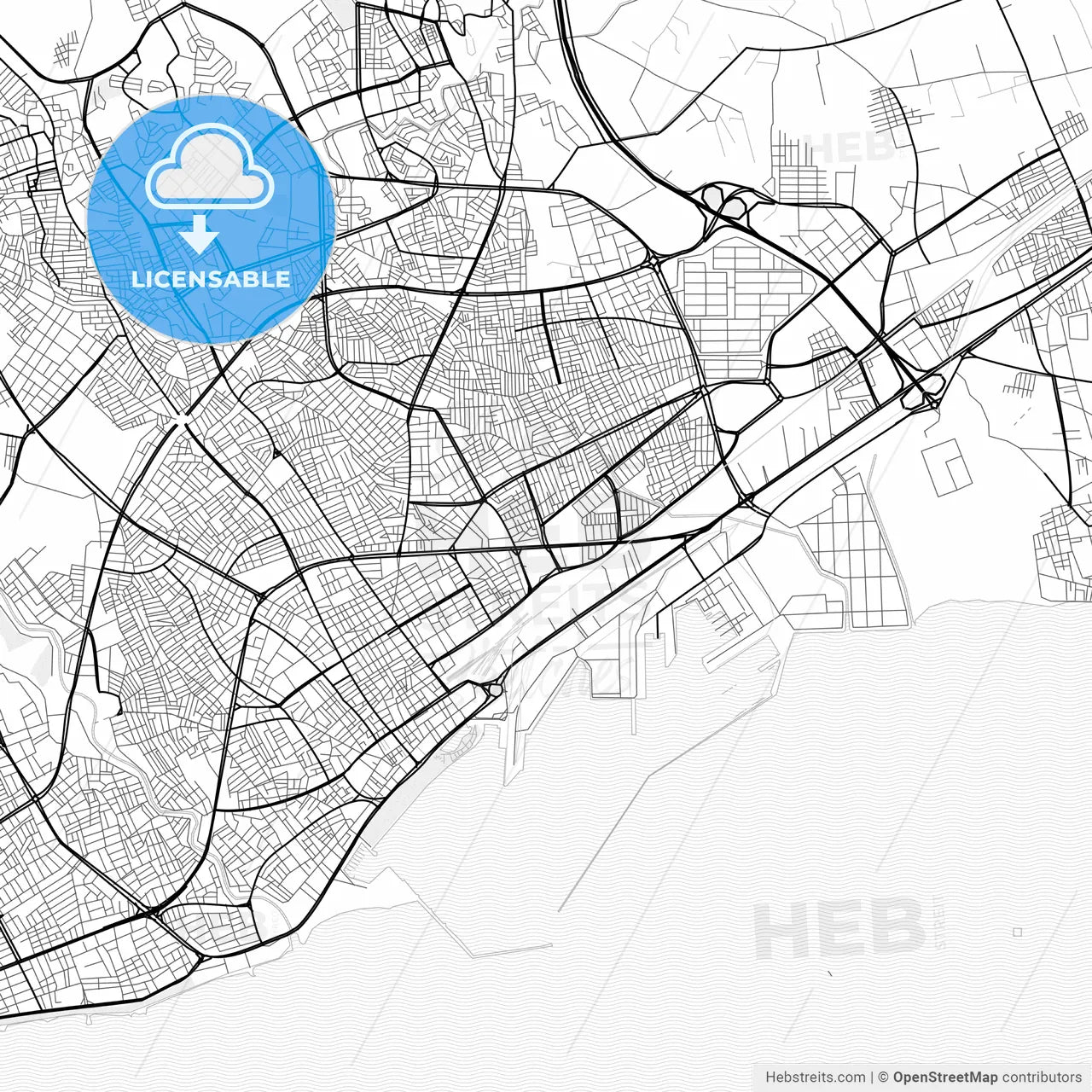 Vector PDF map of Mersin, Turkey