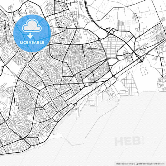 Vector PDF map of Mersin, Turkey