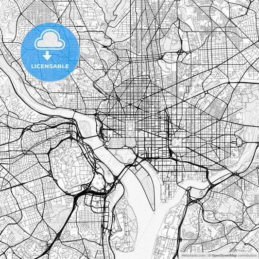 Vector PDF map of Washington, D.C., United States
