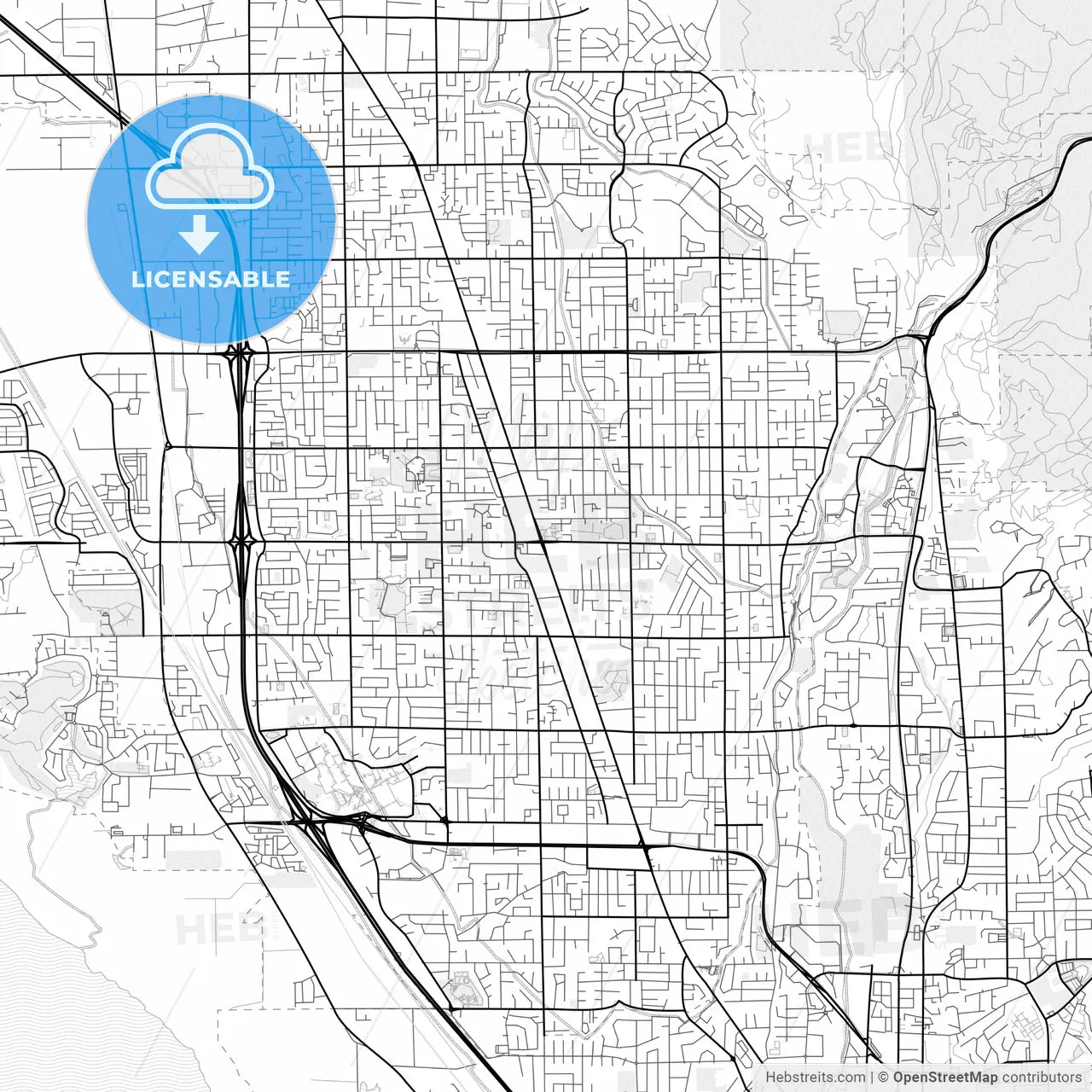 Vector PDF map of Orem, Utah, United States