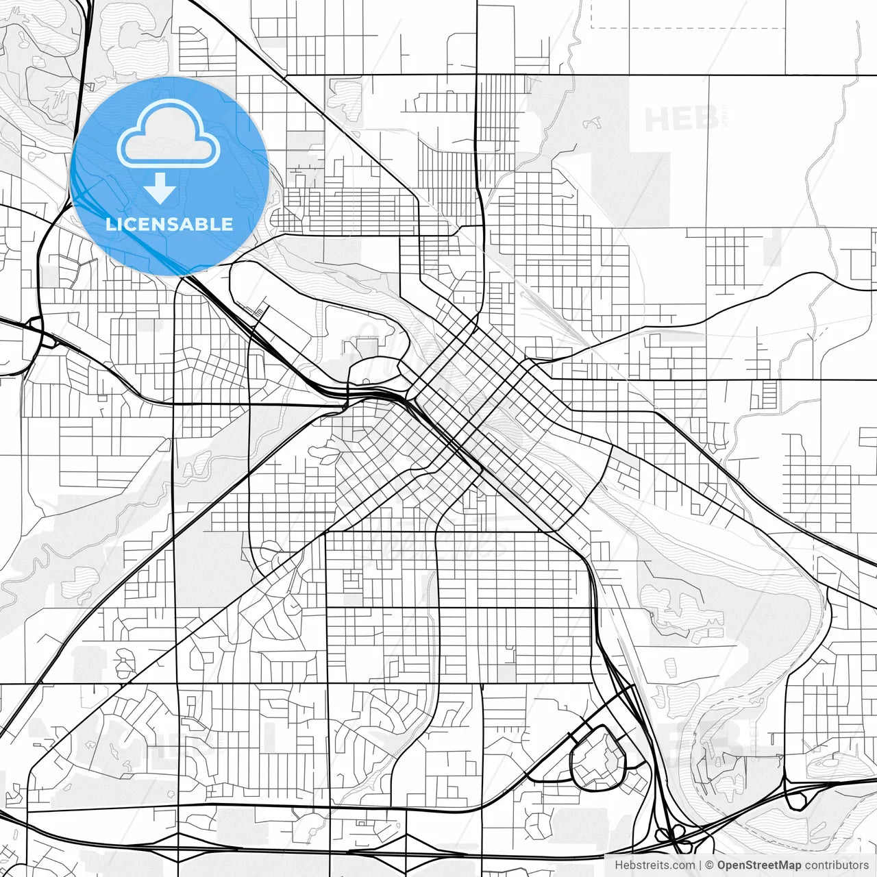Vector PDF map of Waterloo, Iowa, United States