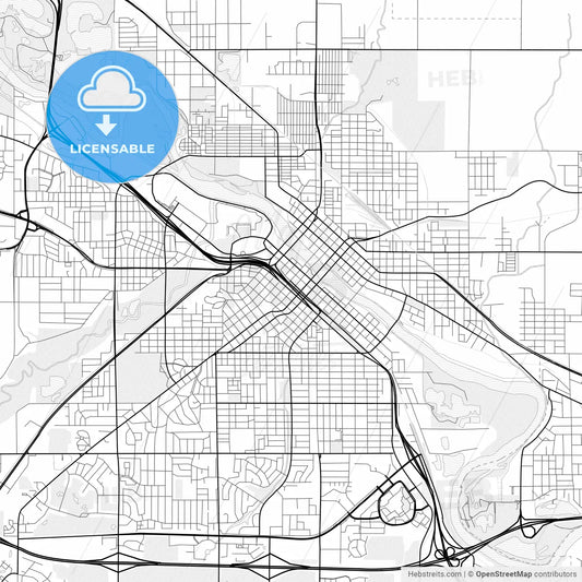 Vector PDF map of Waterloo, Iowa, United States