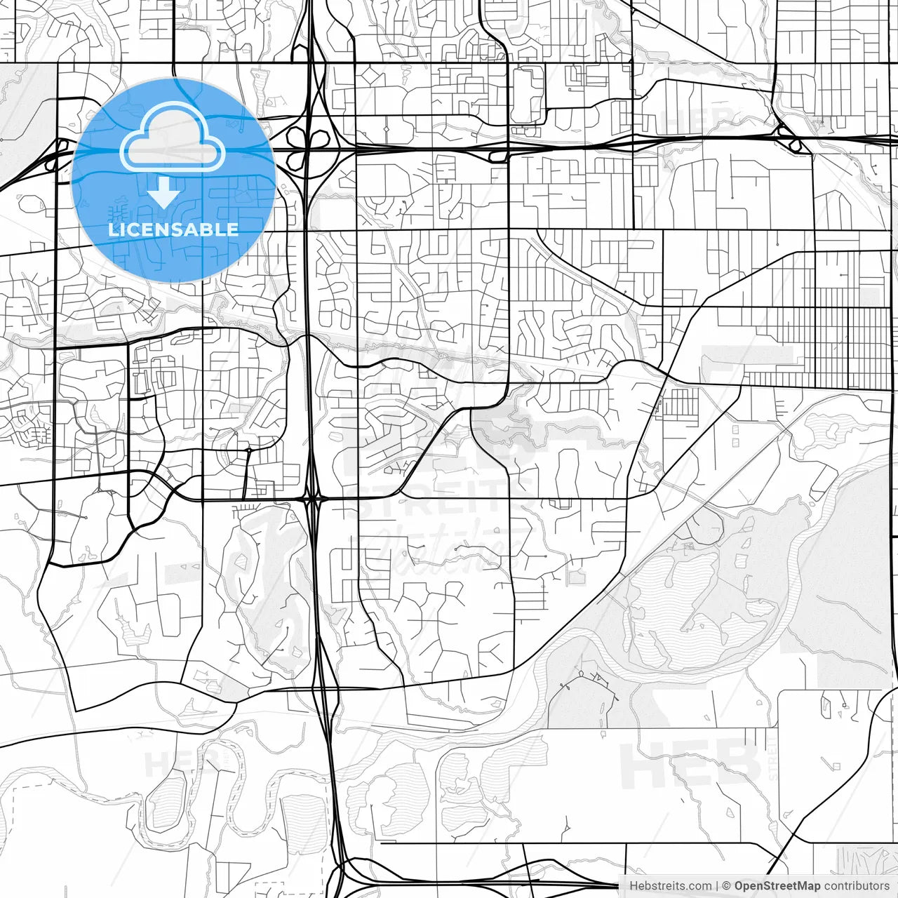 Vector PDF map of West Des Moines, Iowa, United States