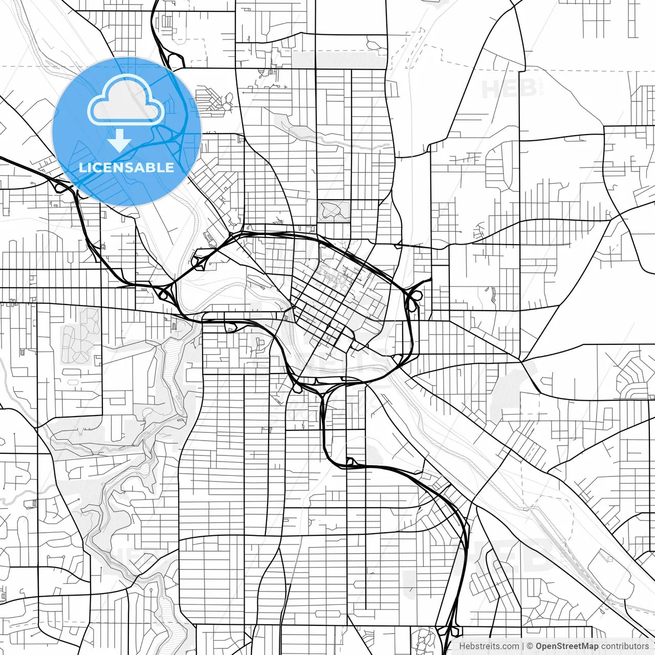 Vector PDF map of Youngstown, Ohio, United States