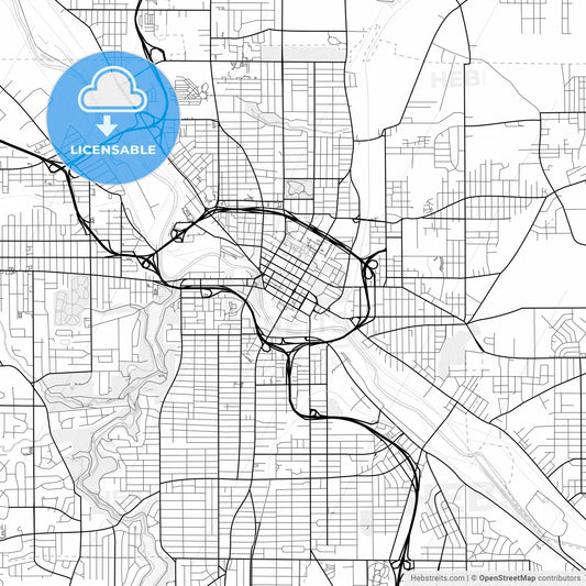 Vector PDF map of Youngstown, Ohio, United States