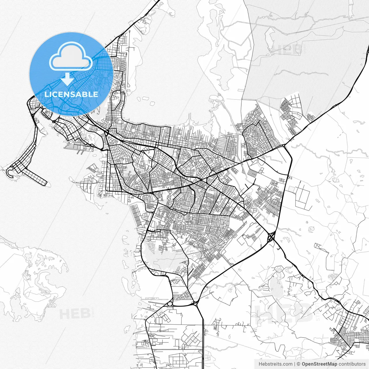 Vector PDF map of Cartagena, Colombia