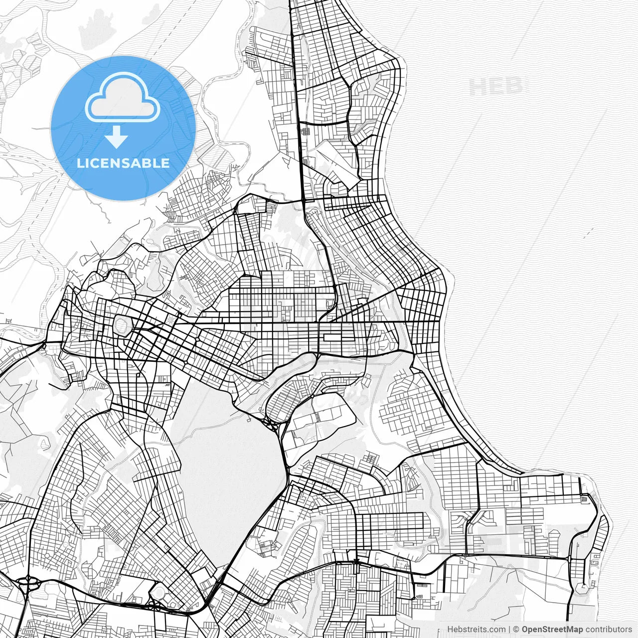 Vector PDF map of Joao Pessoa, Brazil