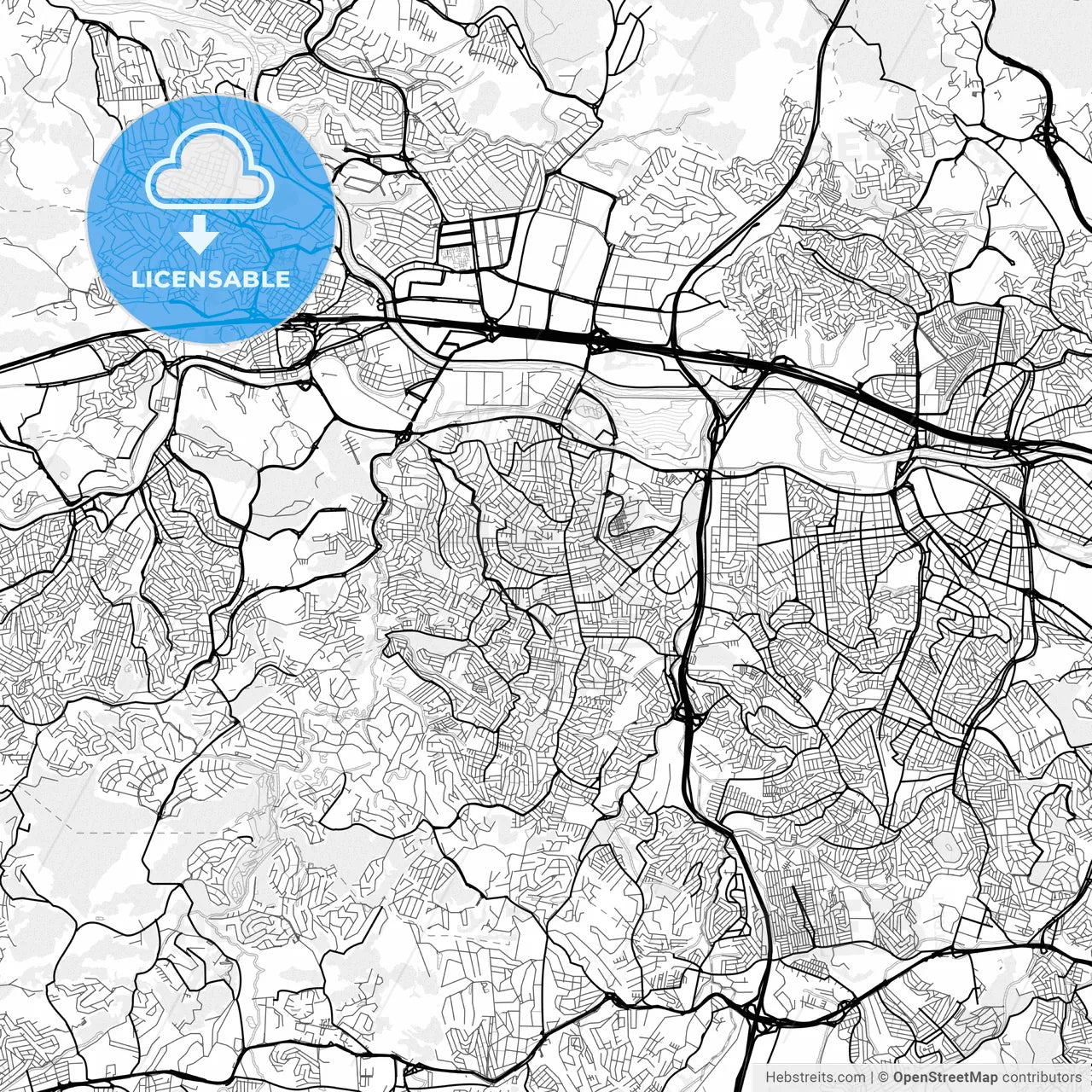 Vector PDF map of Carapicuiba, Brazil