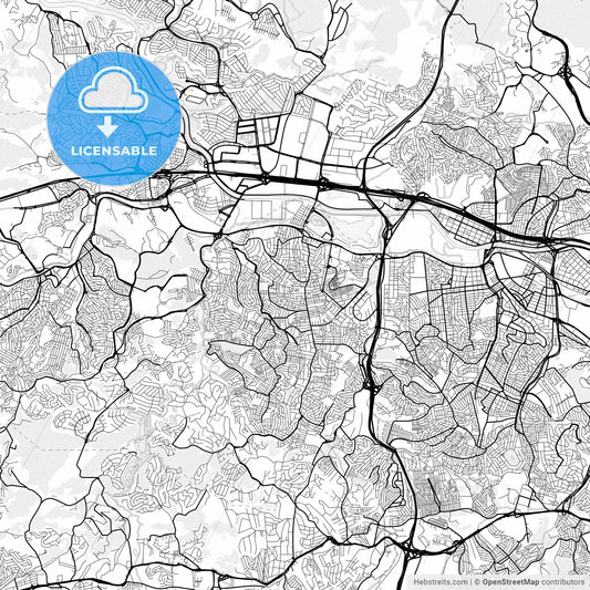 Vector PDF map of Carapicuiba, Brazil