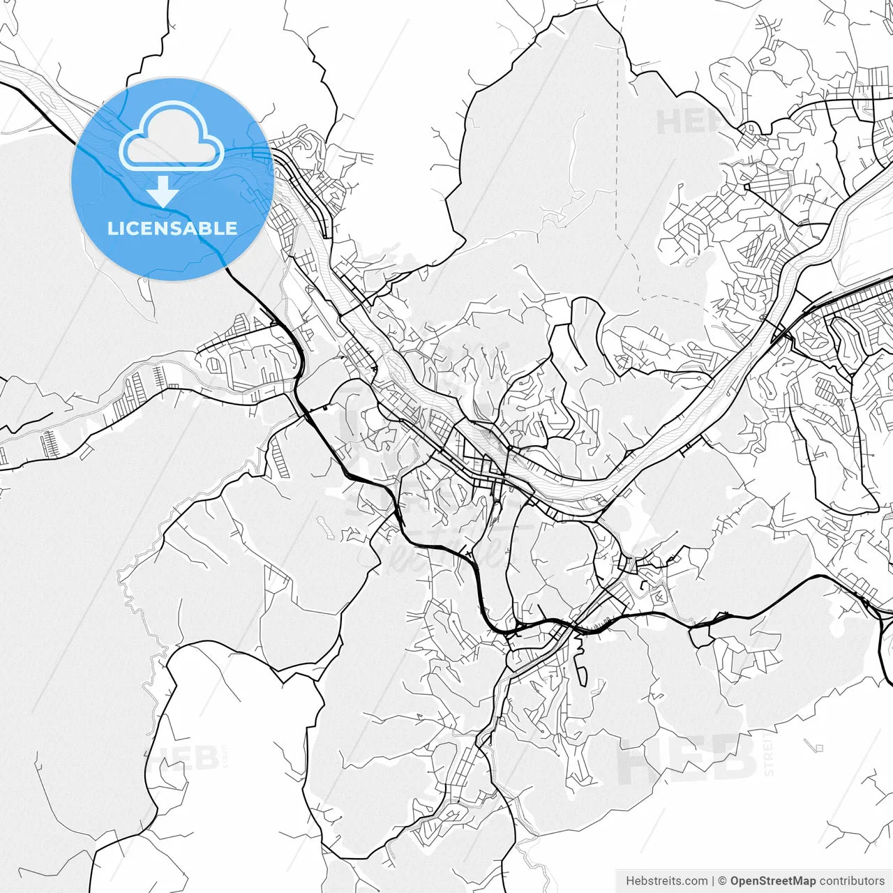 Vector PDF map of Barra Mansa, Brazil