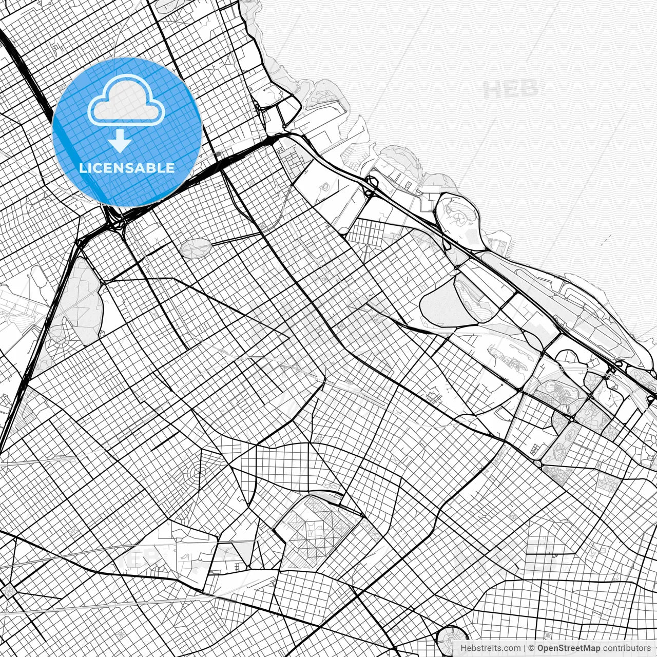 Vector PDF map of Belgrano, Argentina