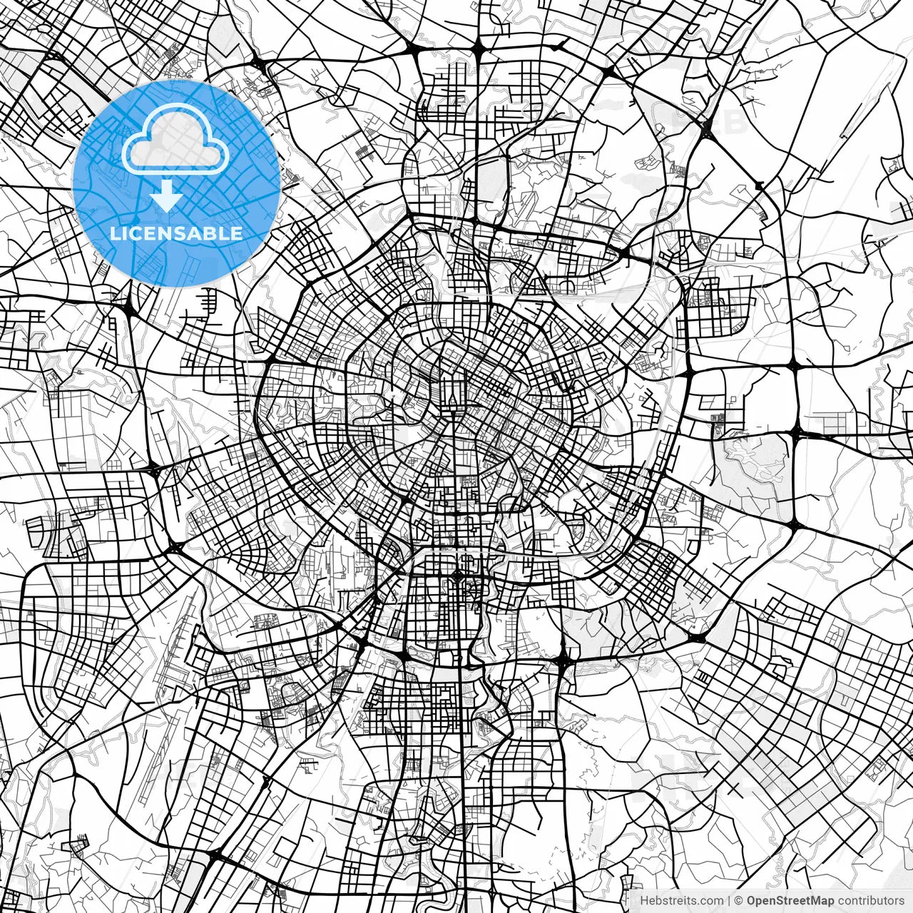 Vector PDF map of Chengdu, China