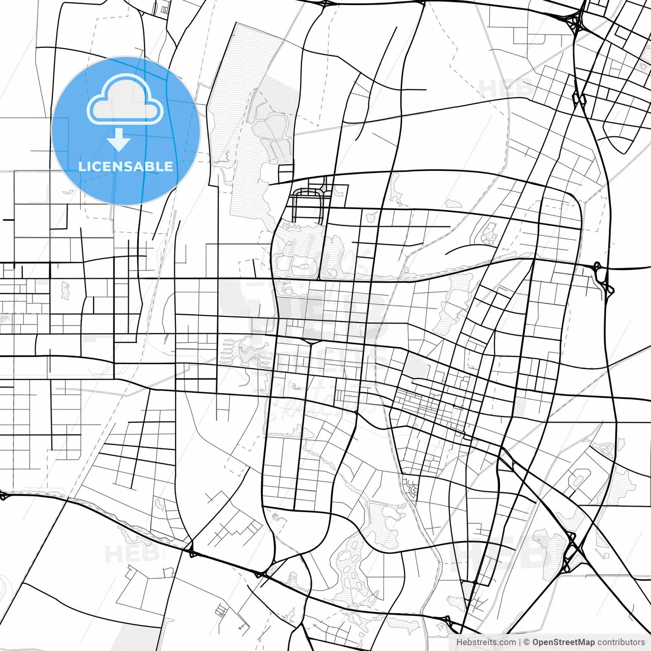 Vector PDF map of Yinchuan, China