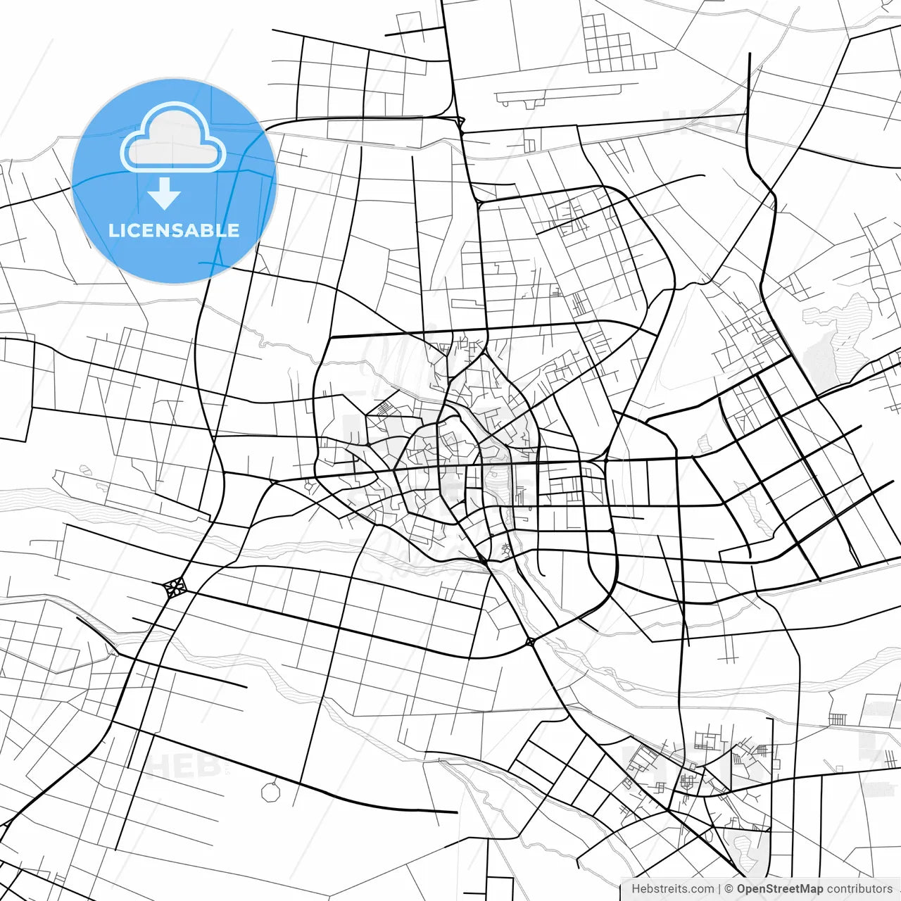 Vector PDF map of Kashgar, China