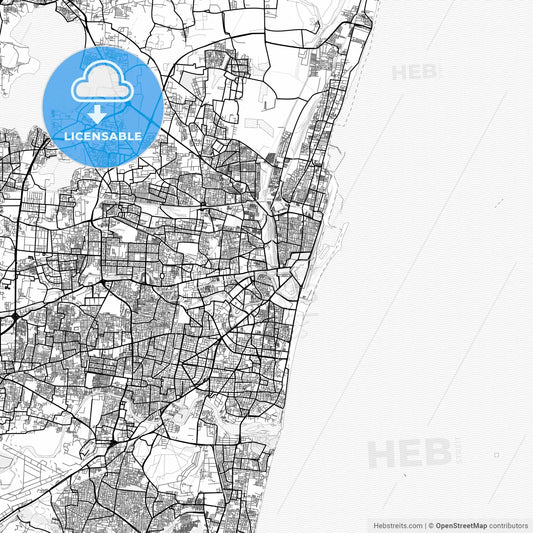 Vector PDF map of Chennai, India