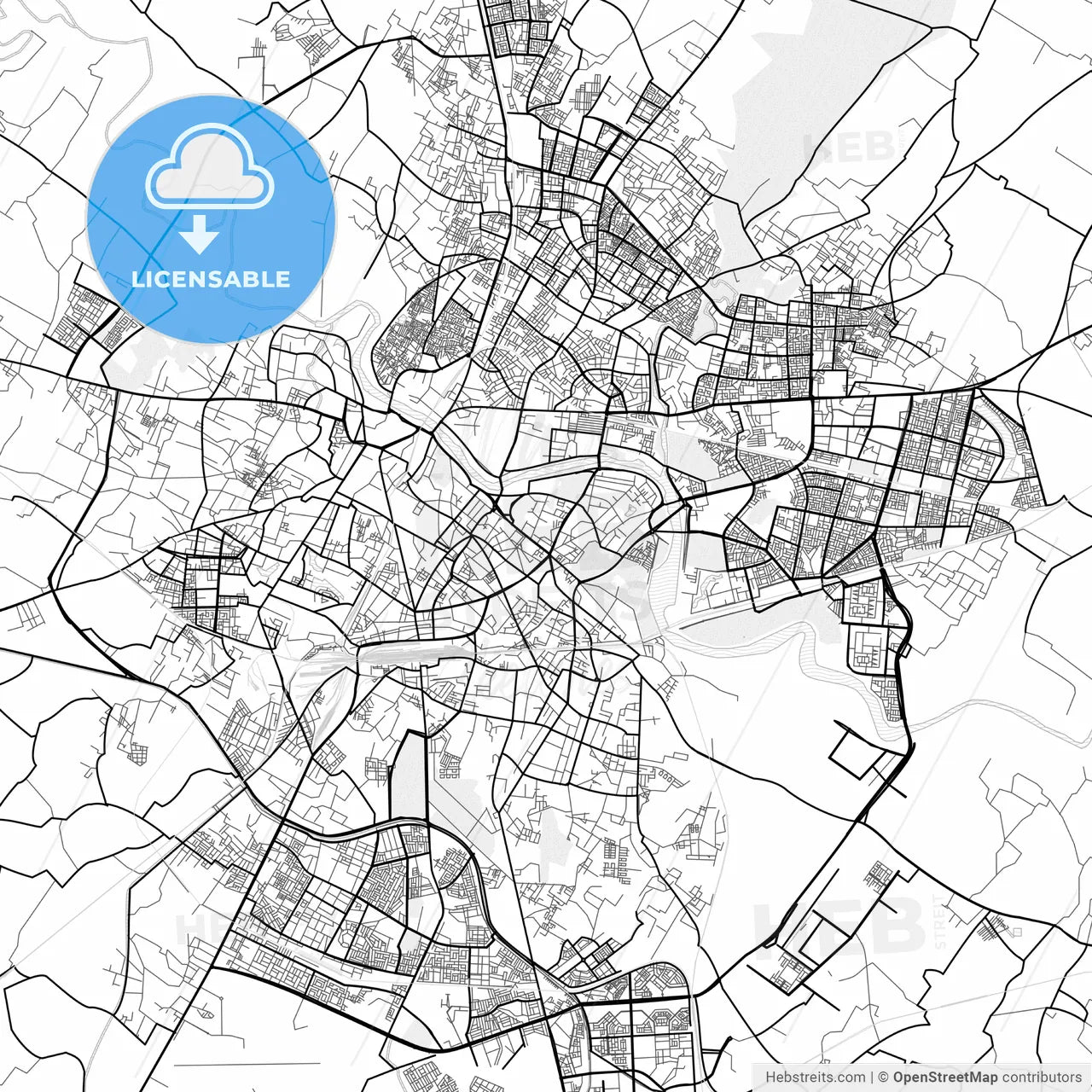 Vector PDF map of Lucknow, India