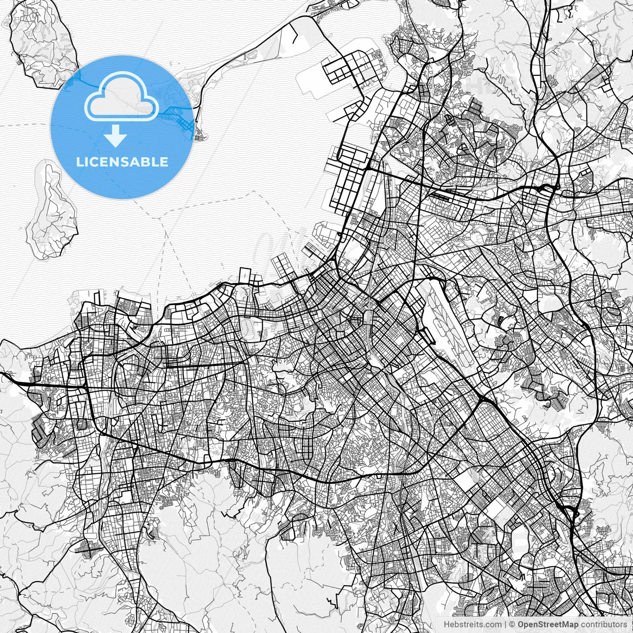 Vector PDF map of Fukuoka, Japan