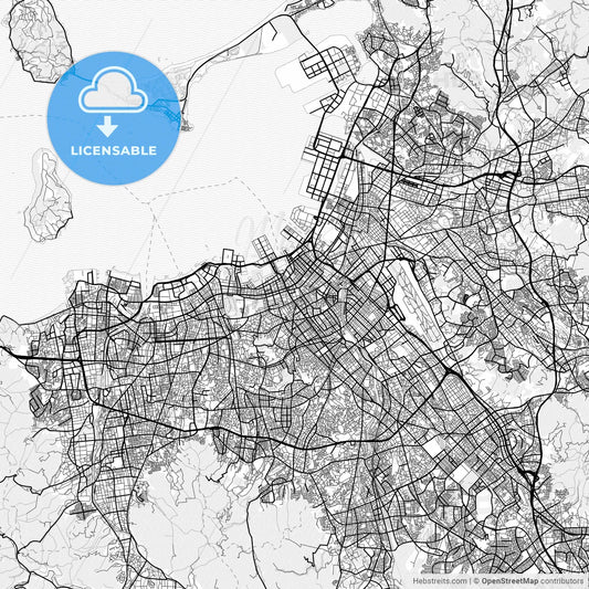 Vector PDF map of Fukuoka, Japan