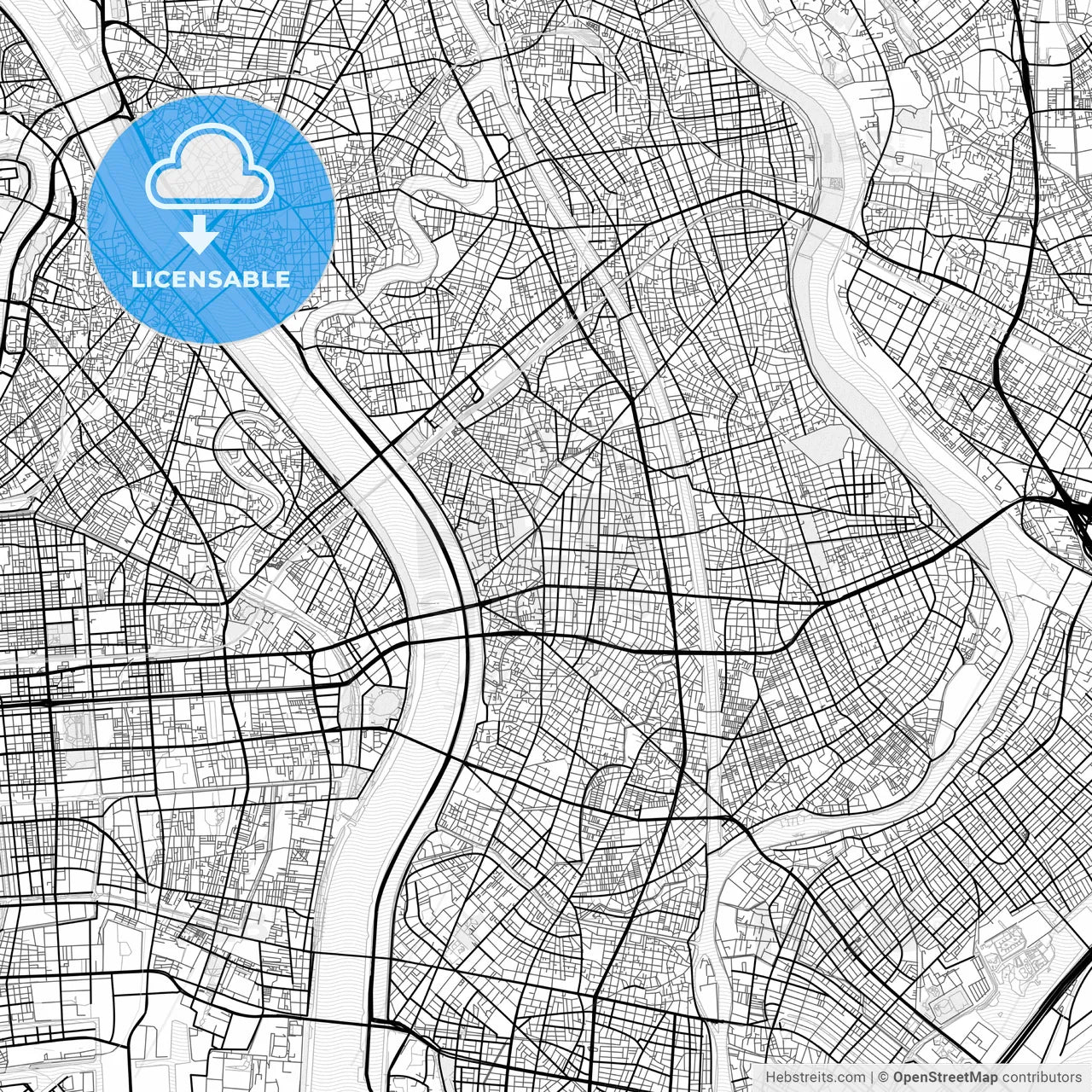 Vector PDF map of Edogawa, Japan
