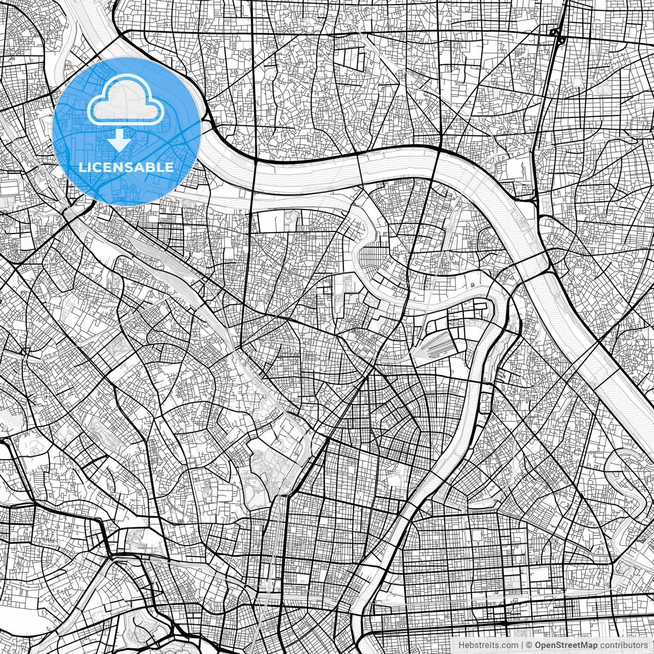 Vector PDF map of Arakawa, Japan