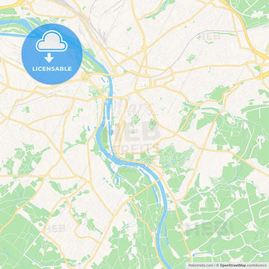 Mulheim an der Ruhr, Germany Vector Map - Classic Colors