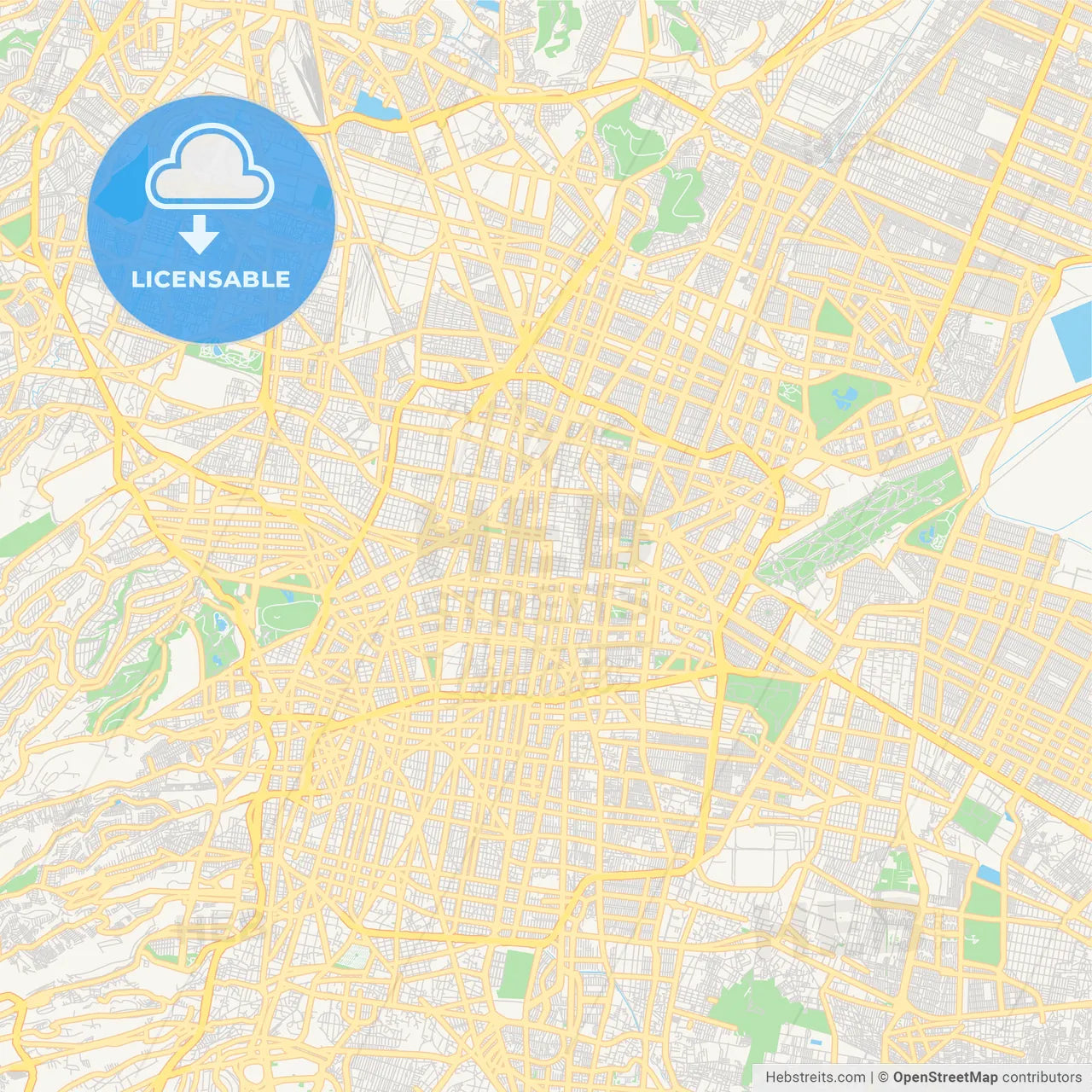 Empty vector map of Mexico City, Mexico City, Mexico