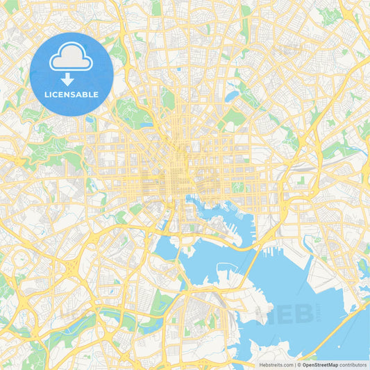 Empty vector map of Baltimore, Maryland, USA