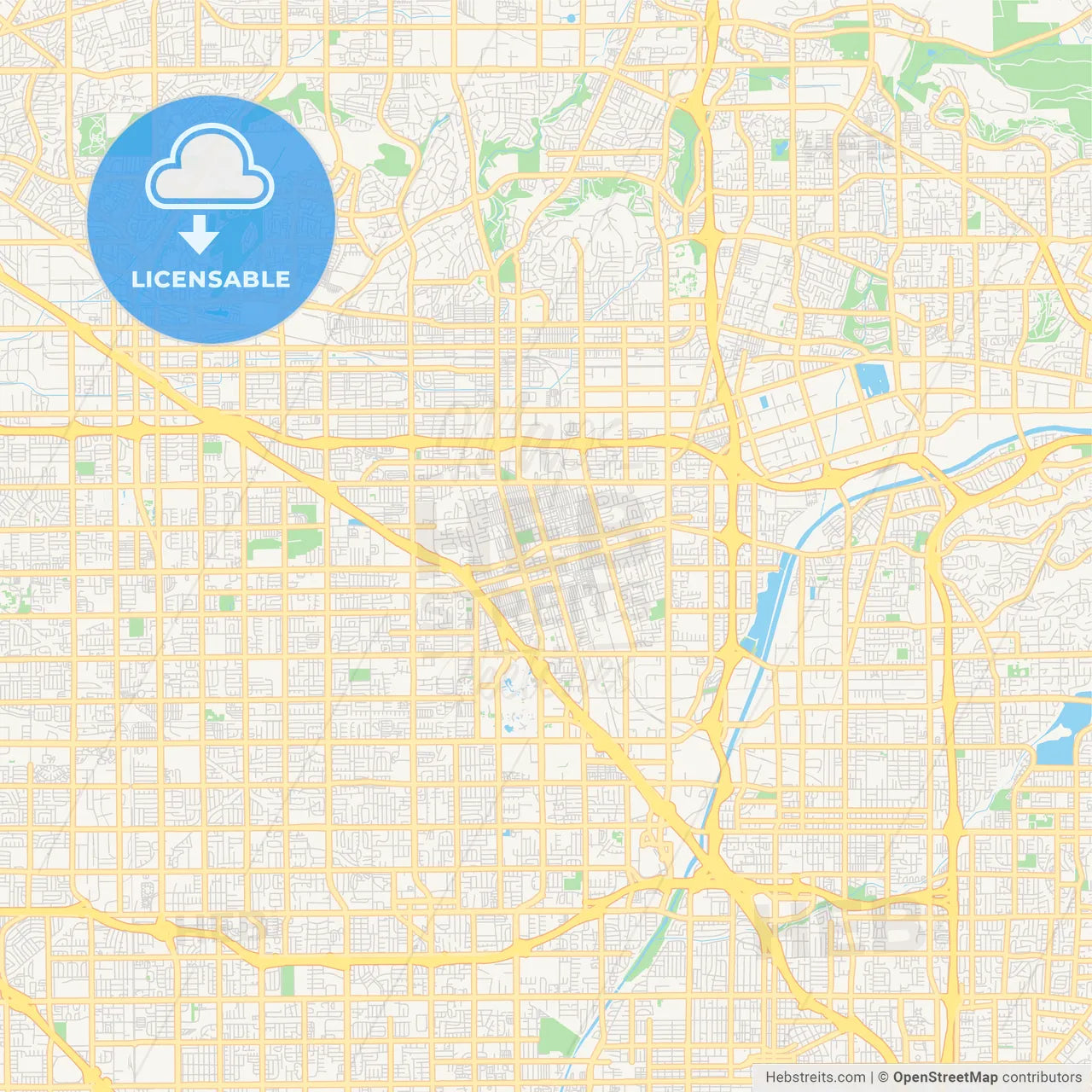 Empty vector map of Anaheim, California, USA