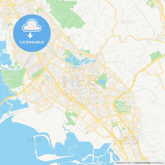 Empty vector map of Fremont, California, USA