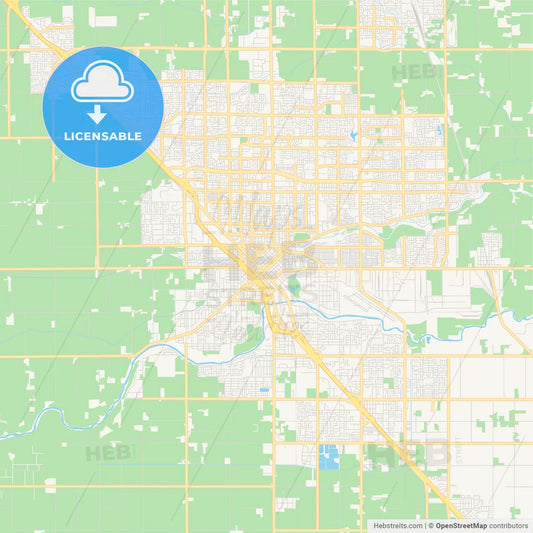 Empty vector map of Modesto, California, USA