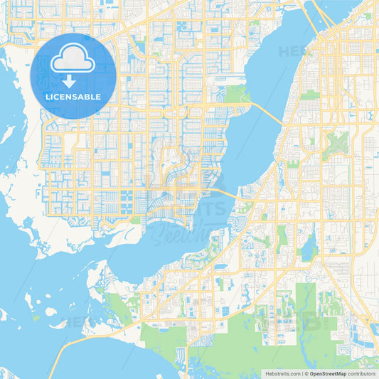Empty vector map of Cape Coral, Florida, USA