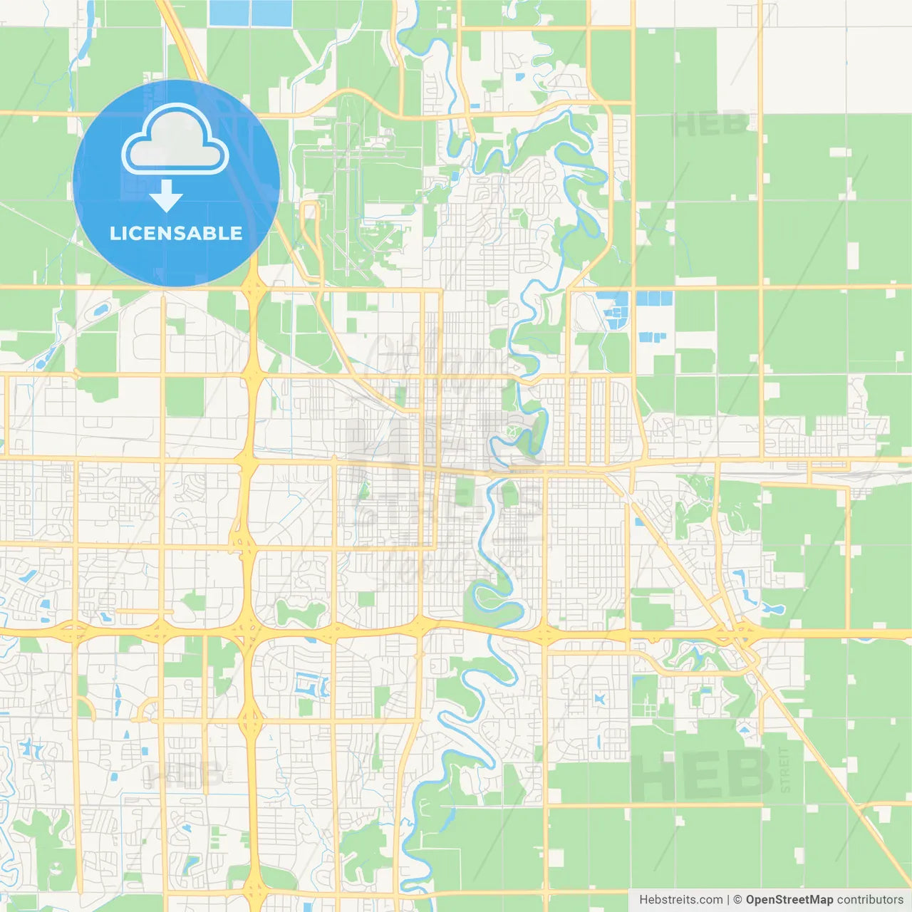 Empty vector map of Fargo, North Dakota, USA
