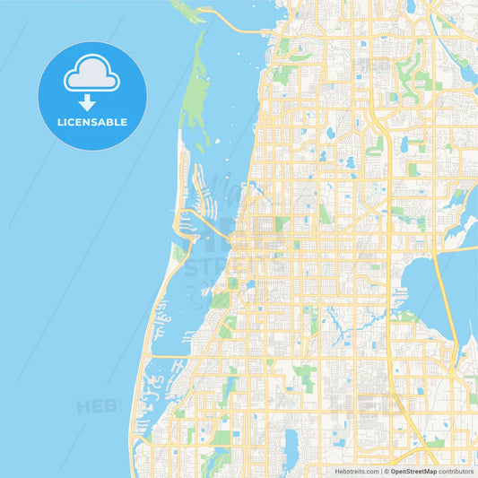Empty vector map of Clearwater, Florida, USA