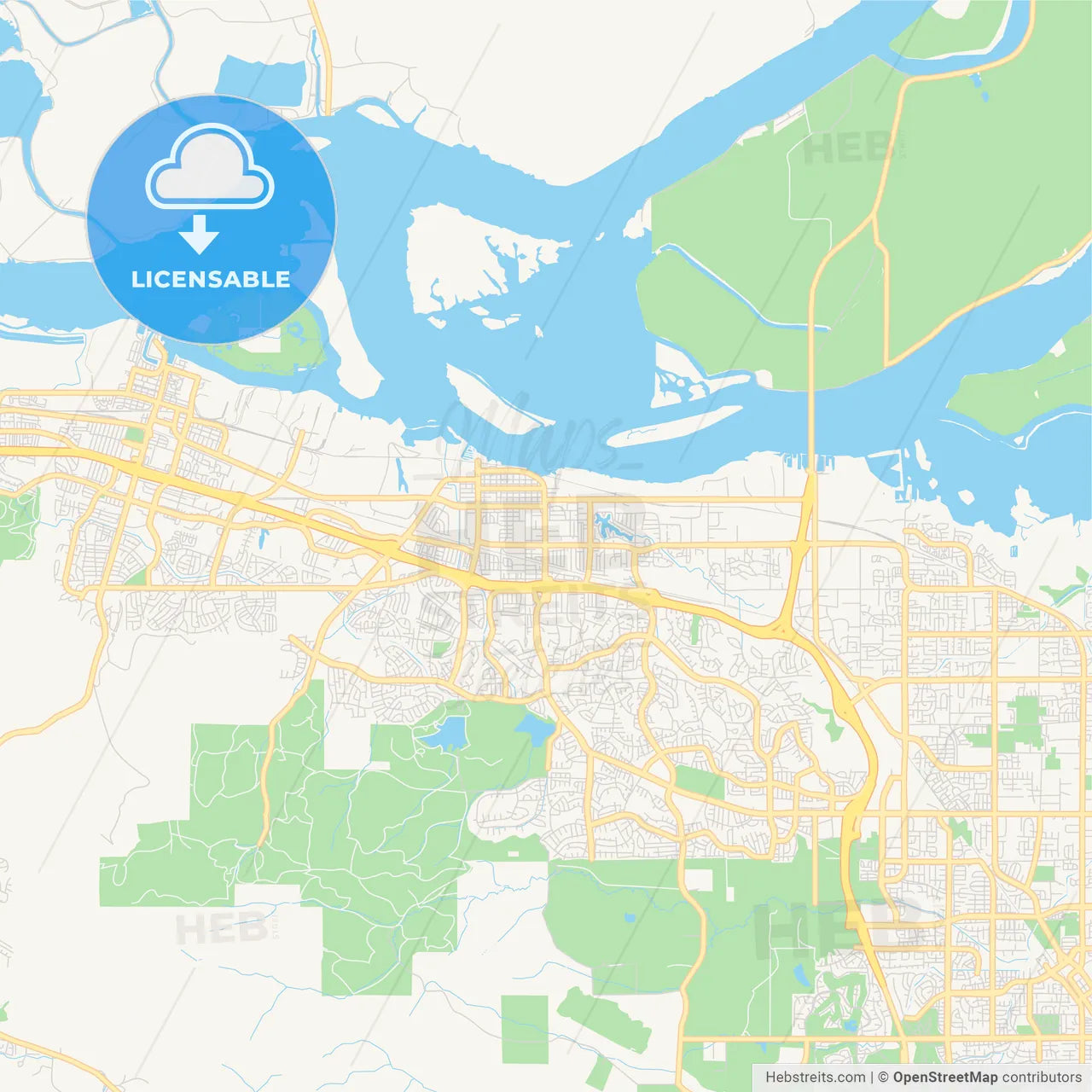 Empty vector map of Antioch, California, USA
