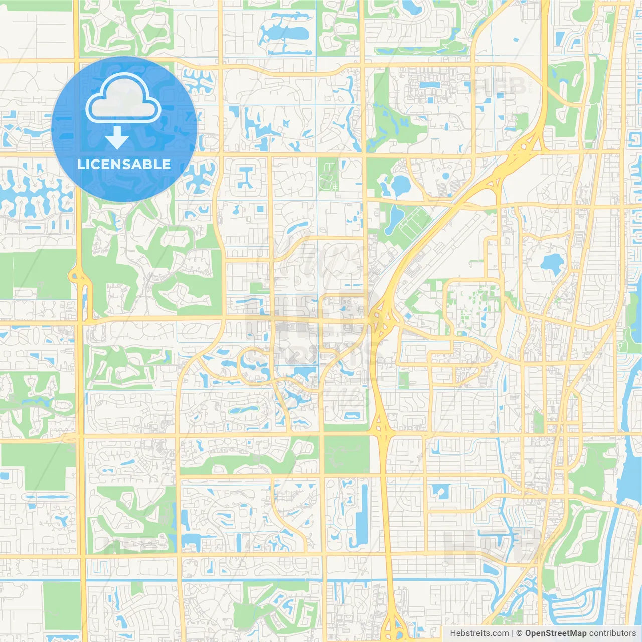 Empty vector map of Boca Raton, Florida, USA