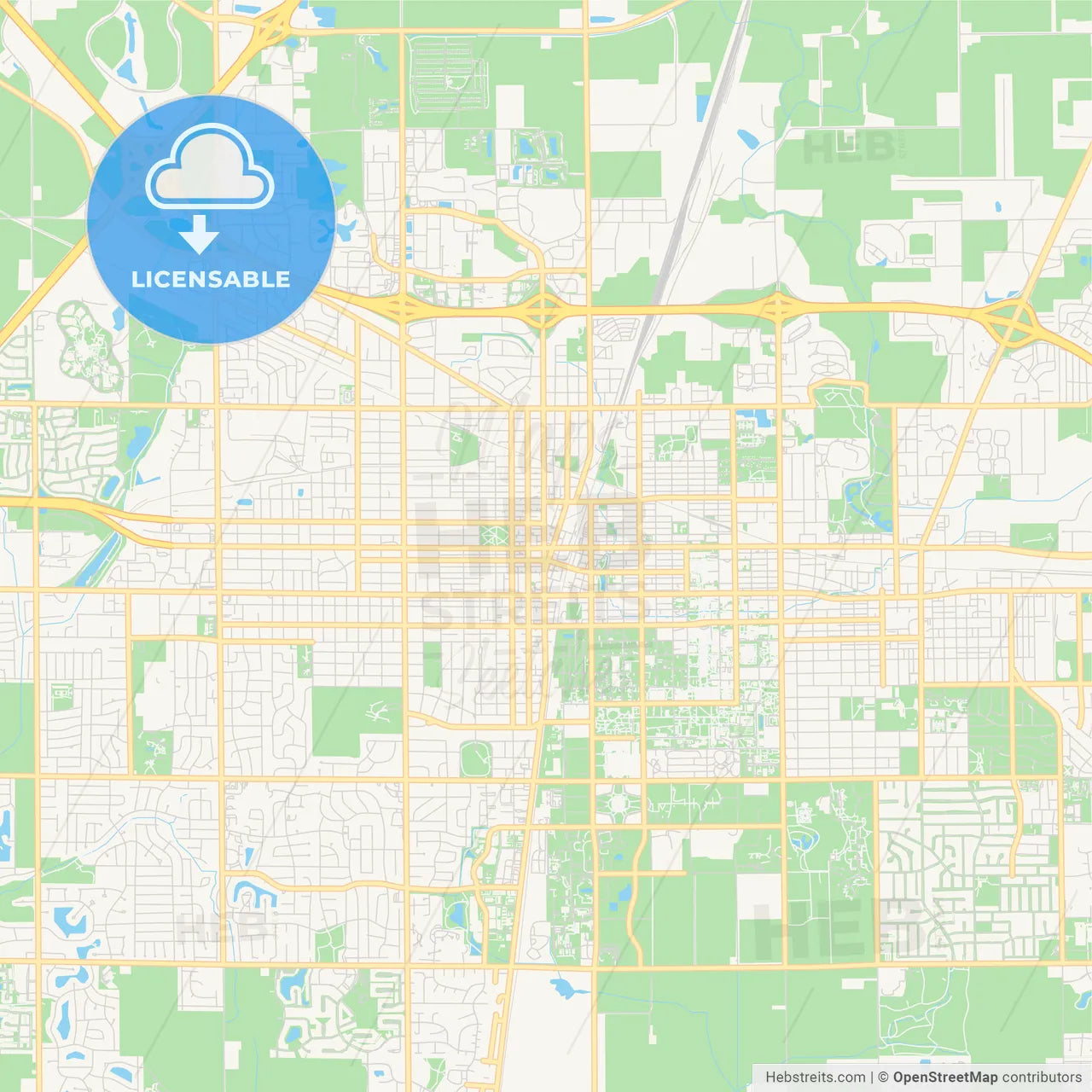 Empty vector map of Champaign, Illinois, USA