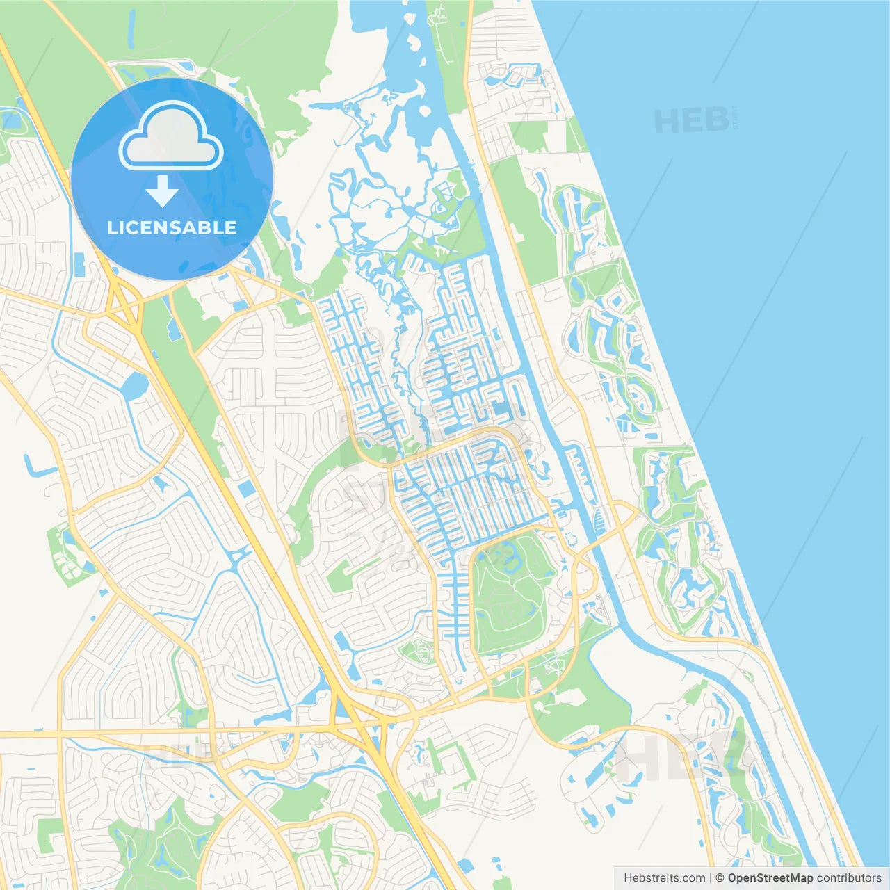 Empty vector map of Palm Coast, Florida, USA