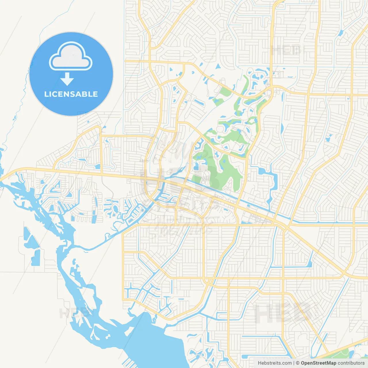 Empty vector map of North Port, Florida, USA