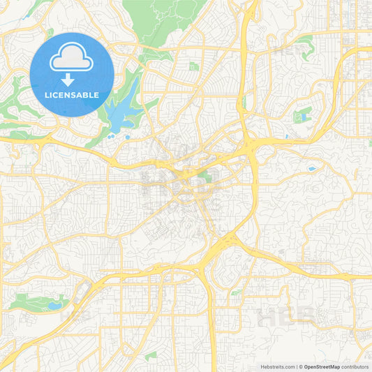 Empty vector map of La Mesa, California, USA