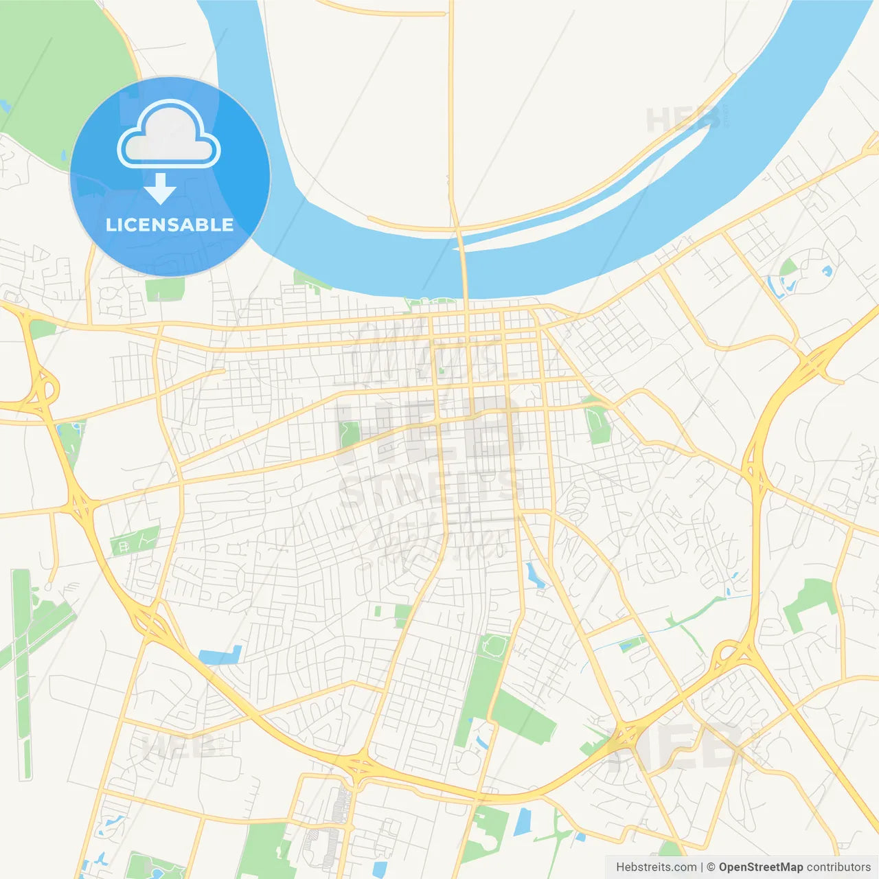 Empty vector map of Owensboro, Kentucky, USA