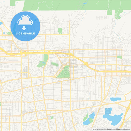 Empty vector map of Arcadia, California, USA