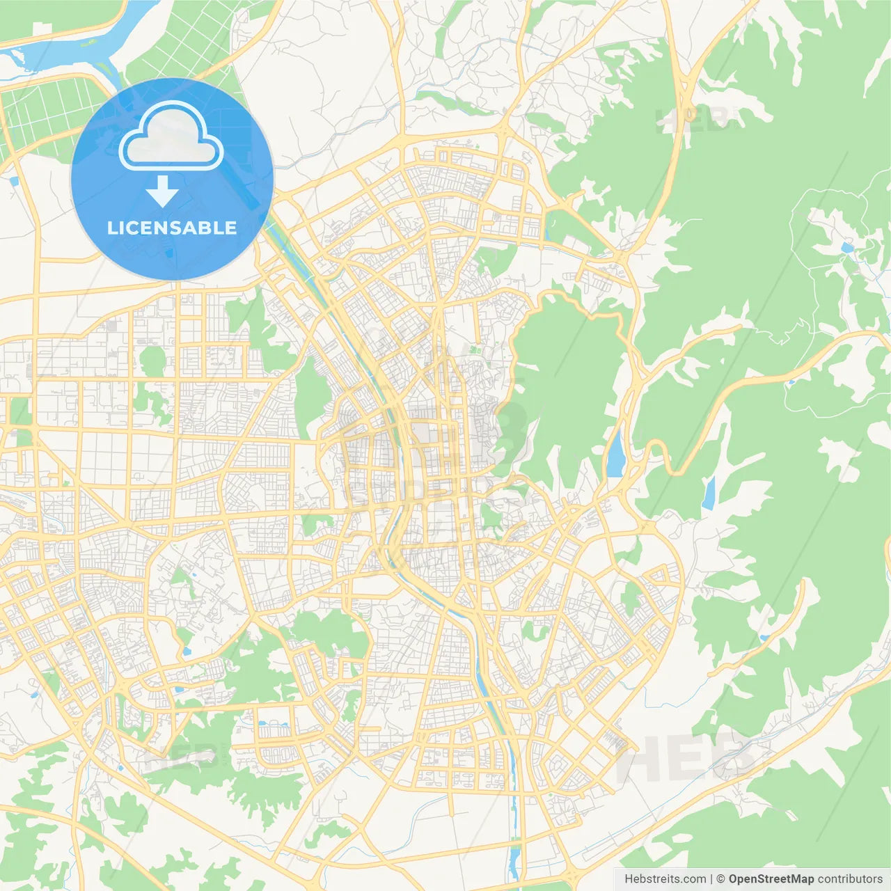 Printable street map of Cheongju, South Korea