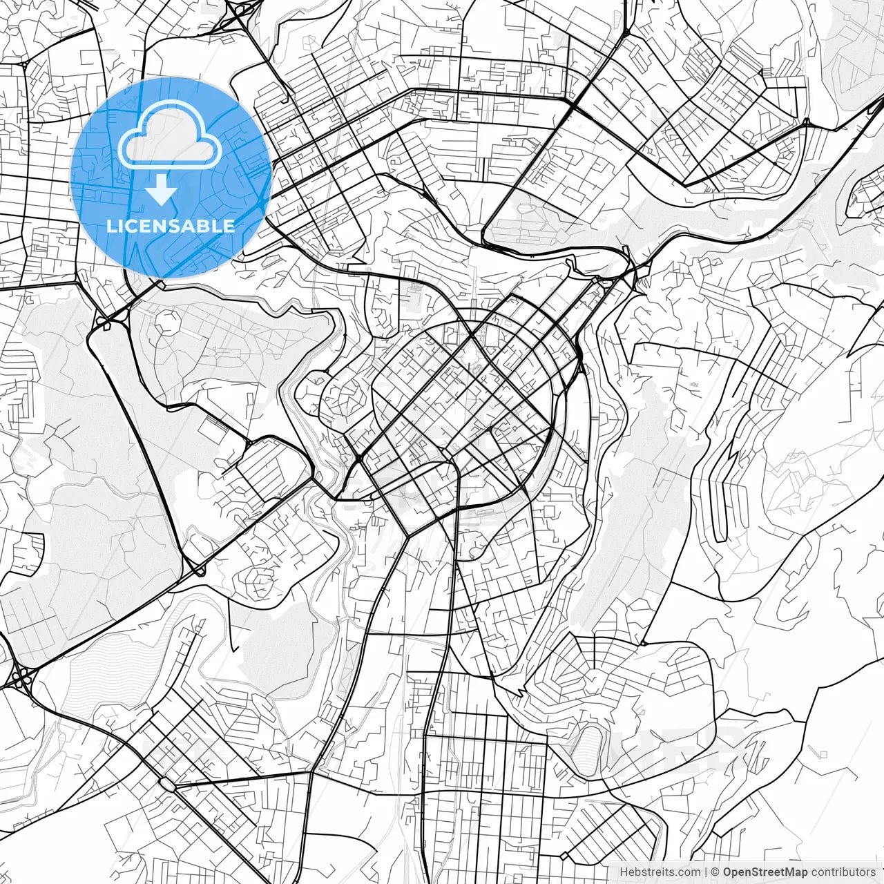 Vector PDF map of Yerevan, Armenia