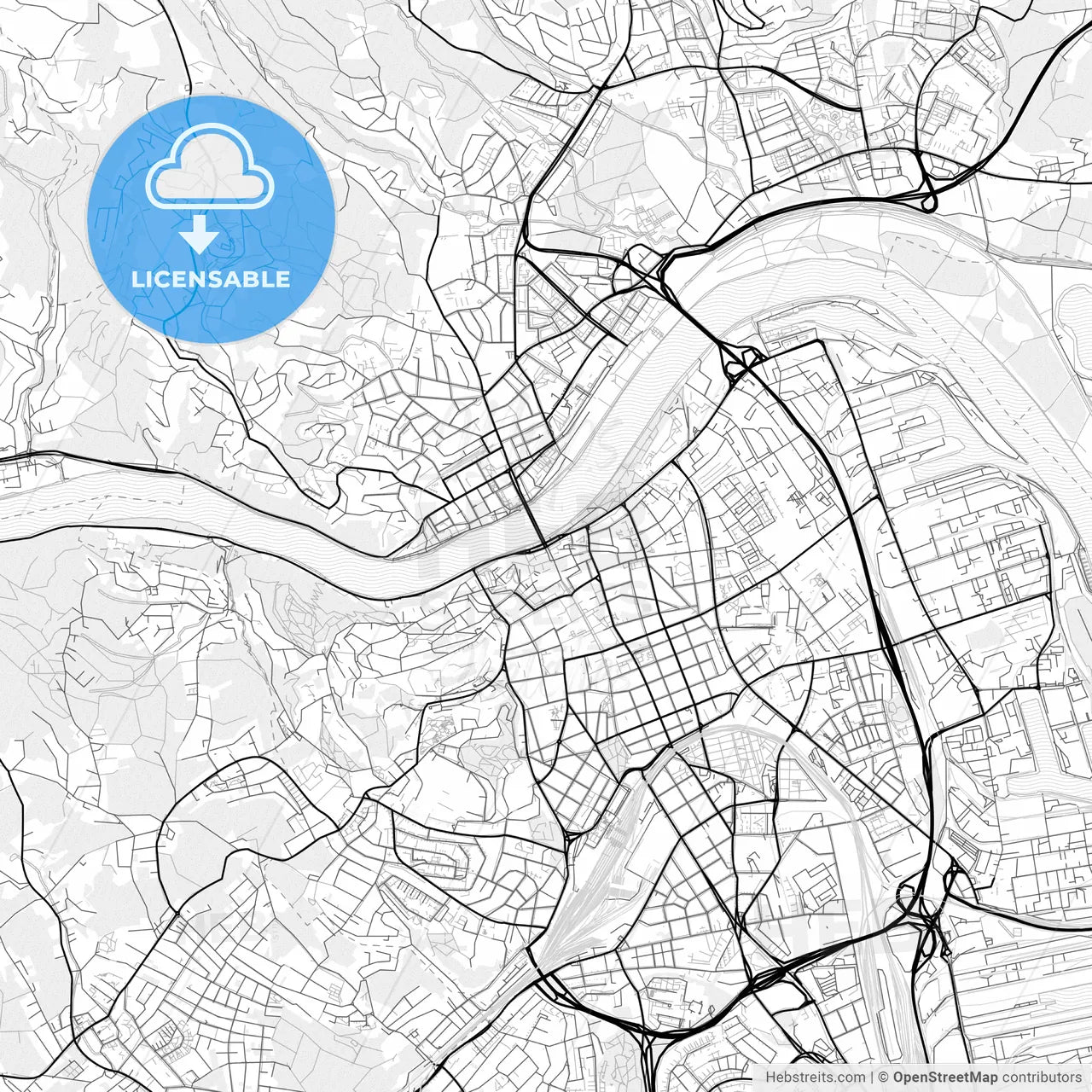 Vector PDF map of Linz, Austria