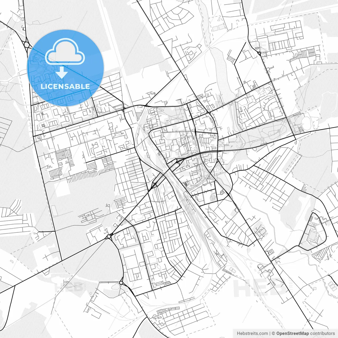 Vector PDF map of Lida, Belarus