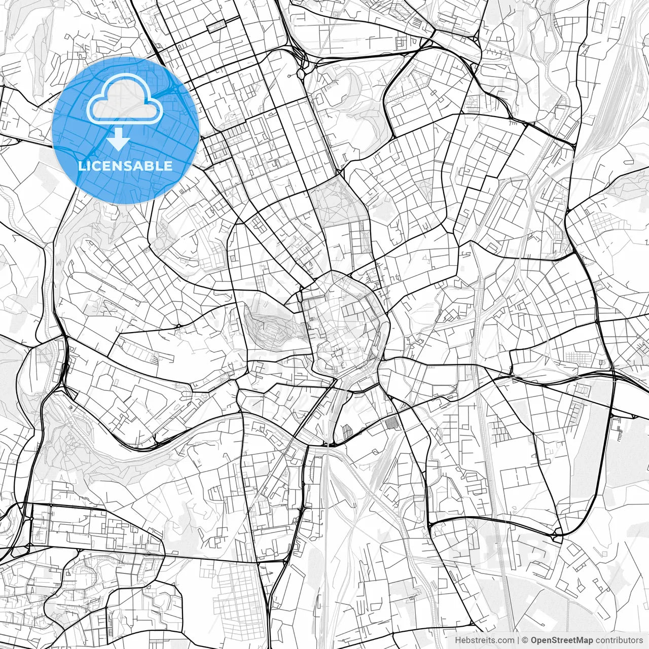 Vector PDF map of Brno, Czechia